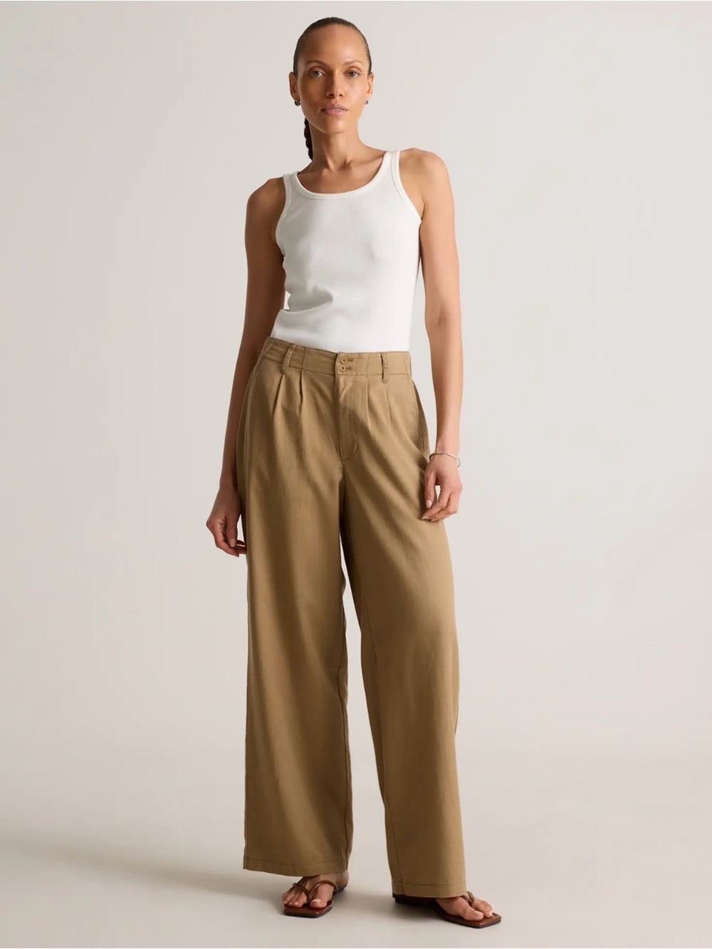 Quince Drapey Twill Pleated Trouser In Baywood Sz 6 Tencell Organic Cotton Linen